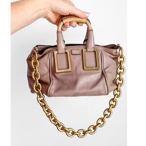 Chloé Ethel Tan Lambskin Leather Small 2-way Convertible Gold Metal Purse